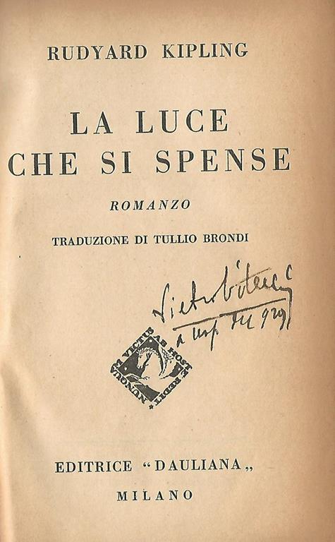 La luce che si spense - Rudyard Kipling - copertina