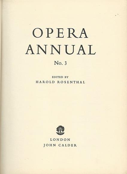 Opera Annual No. 3 - Harold Rosenthal - copertina