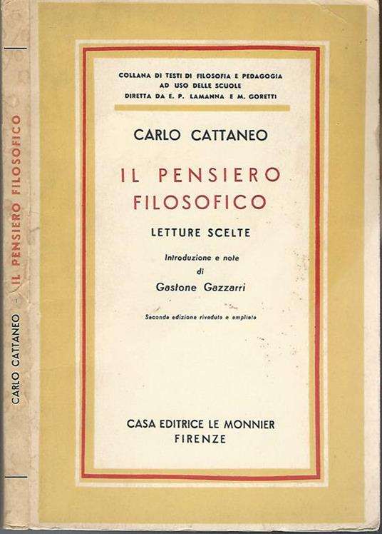 Il Pensiero Filosofico. Letture scelte - Carlo Cattaneo - copertina