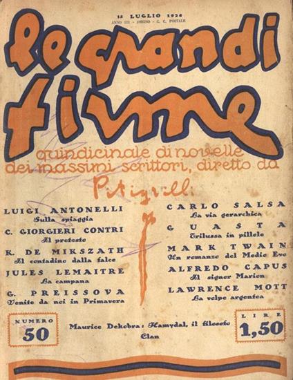 Le grandi firme Anno III n. 50. Quindicinale di novelle dei massimi scrittori diretto da Pitigrilli - copertina