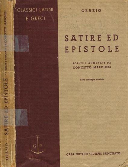 Satire Ed Epistole - Q. Flacco Orazio - copertina