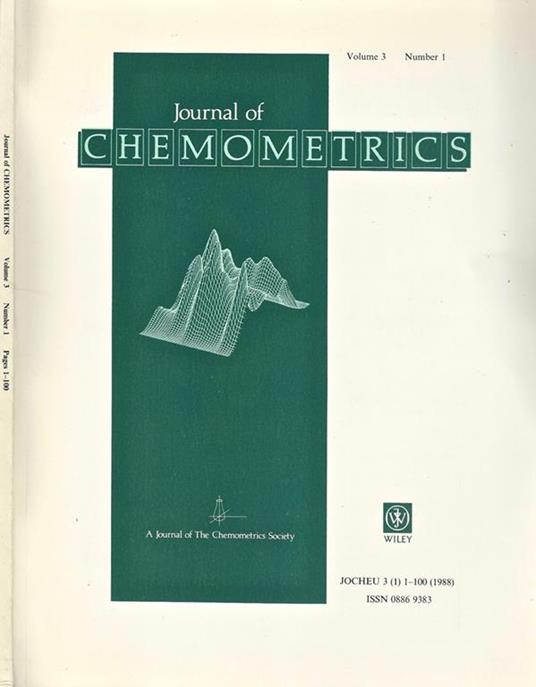 Journal of Chemometrics Vol. 3 - N. 1. A Journal of The Chemometrics Society - copertina