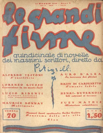 Le grandi firme Anno V n. 70. Quindicinale di novelle dei massimi scrittori diretto da Pitigrilli - copertina