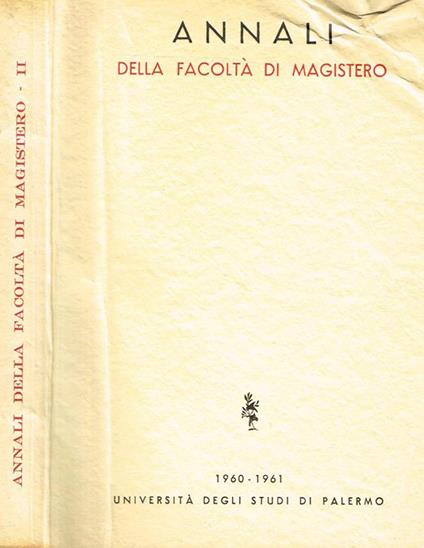 Annali Della Facoltà Di Magistero Vol. Ii - copertina