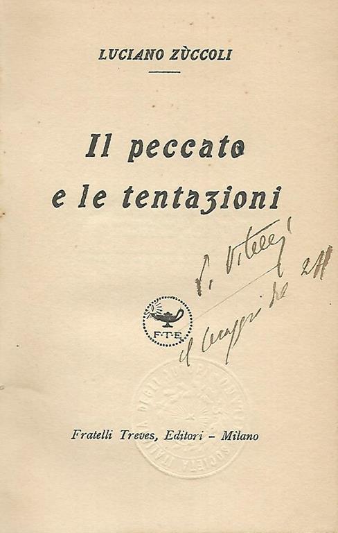Il peccato e le tentazioni - Luciano Zuccoli - copertina
