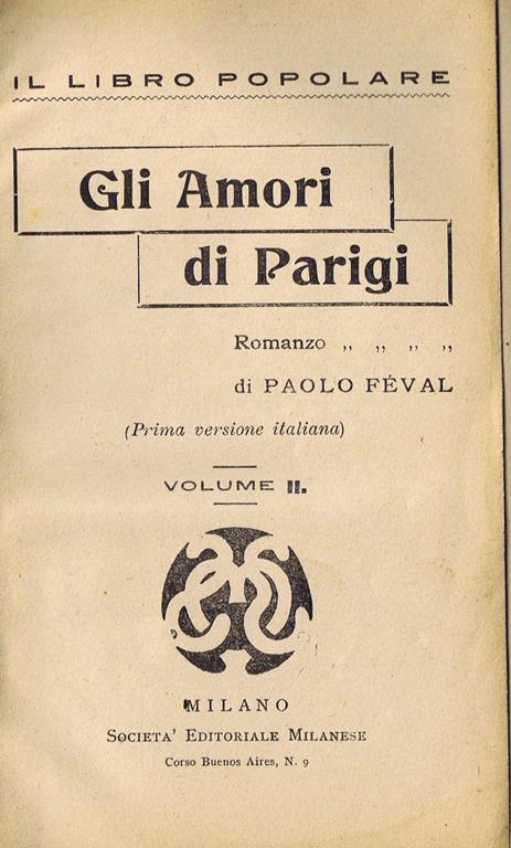 Gli Amori di Parigi (Volume II) - Paul Féval - copertina