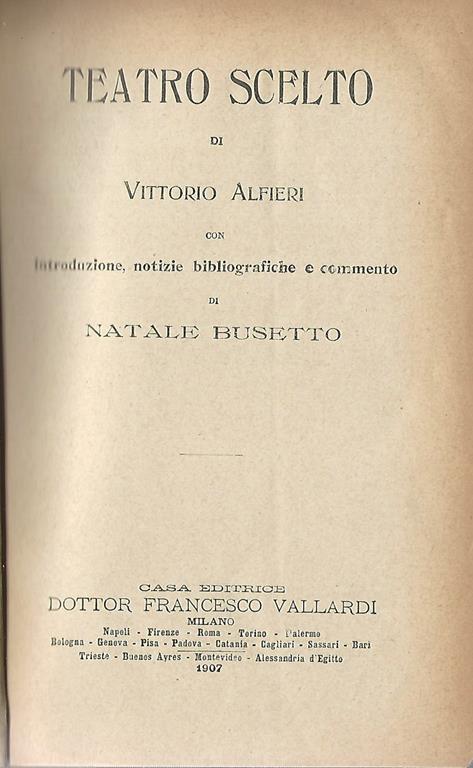 Teatro scelto - Vittorio Alfieri - copertina