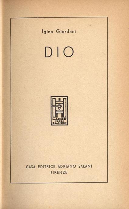 Dio - Igino Giordani - copertina