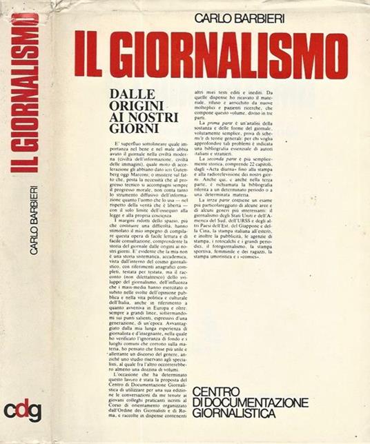 Il Giornalismo. Dalle origini ai nostri giorni - Carlo Barbieri - copertina