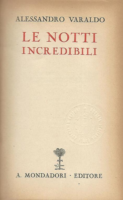 Le notti incredibili - Alessandro Varaldo - copertina