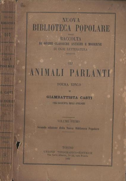 Animali Parlanti (Vol I E Ii). Poema Epico - Giambattista Casti - copertina