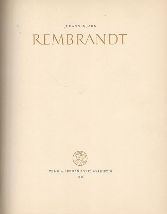 Rembrandt - Janheinz Jahn - copertina