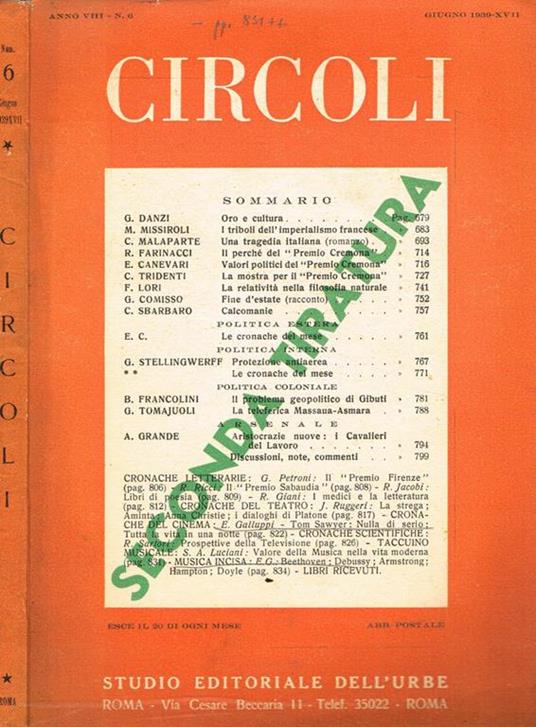 Circoli Anno Viii N.6 - copertina