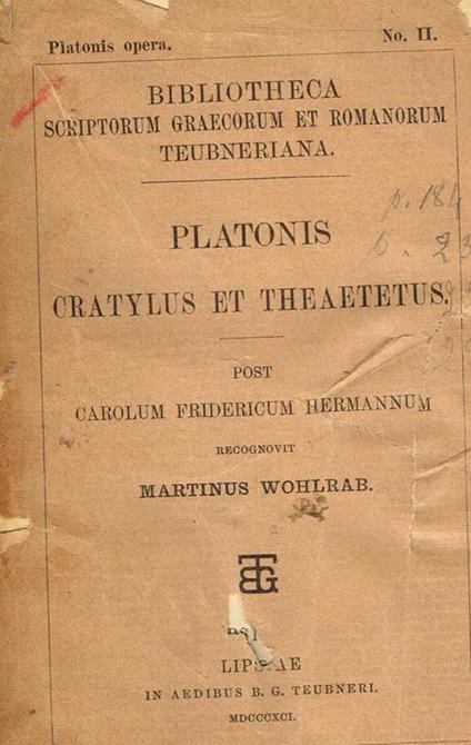 Cratylus Et Theaetetus - Platone - copertina