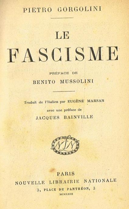 Le Fascisme - Pietro Gorgolini - copertina