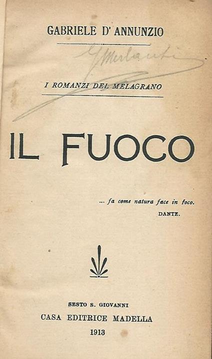 Il Fuoco - Gabriele D'Annunzio - copertina