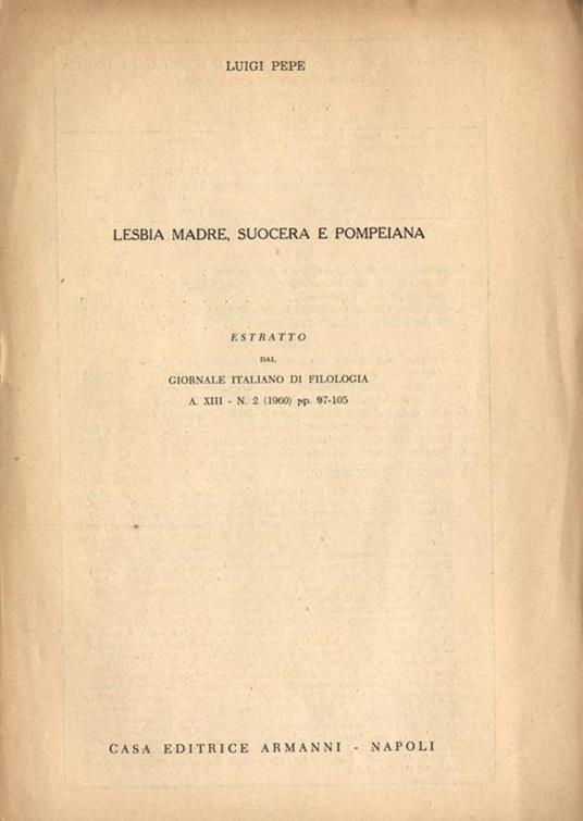 Lesbia madre suocera e pompeiana - Luigi Pepe - copertina