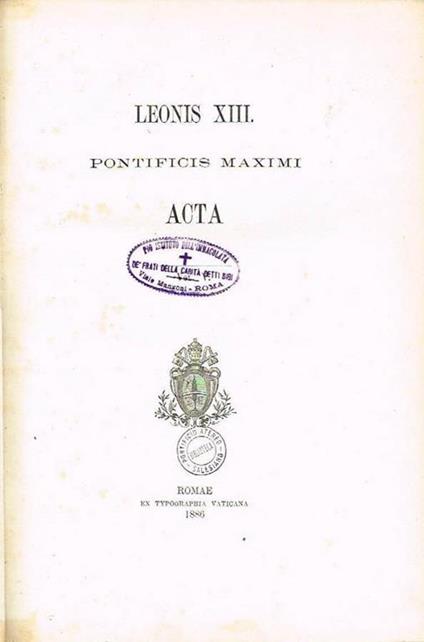 Acta ( Vol. V ) - Leone XIII - copertina