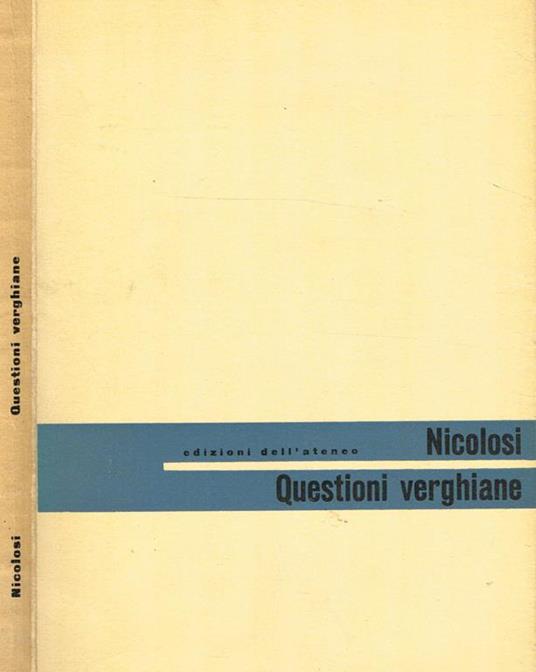 Questioni Verghiane - Francesco Nicolosi - copertina