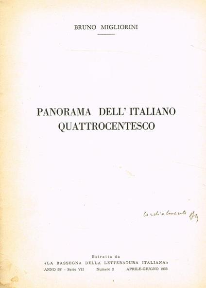 Panorama Dell'Italiano Quattrocentesco. Estratto Da La Rassegna Della Letteratura Italiana Anno 59 Serie Vii N.2 - Bruno Migliorini - copertina