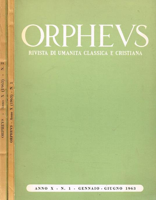 Orpheus. Rivista Di Umanità Classica E Cristiana Anno X N.1-2 - copertina