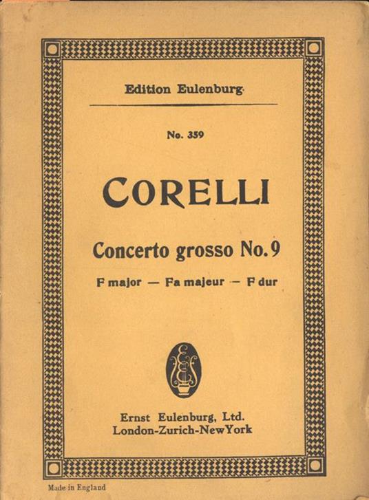 Concerto grosso n. 9 F major - Arcangelo Corelli - copertina