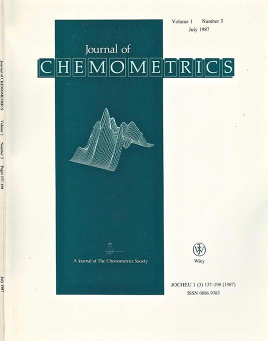 Journal of Chemometrics Vol. 1. N. 3. A Journal of The Chemometrics Society - copertina