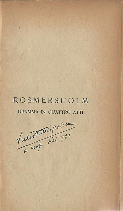 Rosmersholm. Dramma in quattro atti - Henrik Ibsen - copertina