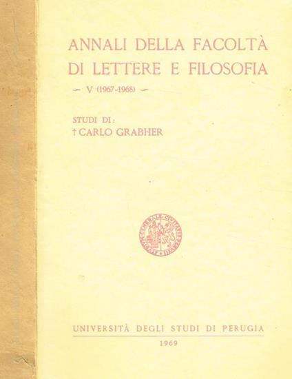 Annali Della Facoltà Di Lettere E Filosofia V - copertina