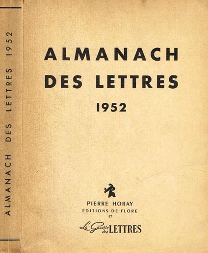 Almanach Des Lettres 1952 - Jean Paulhan - copertina