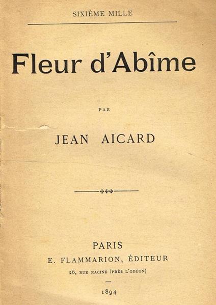 Fleur D'Abime - Jean Aicard - copertina