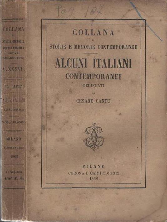 Alcuni italiani contemporanei. Giandomenico Romagnosi - Cesare Cantù - copertina