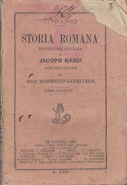 Storia Romana. Traduzione italiana di Jacopo Nardi Libri XX1-XXV - Tito Livio - copertina