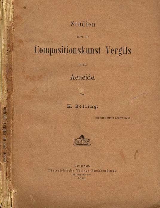 Studien Uber Die Compositionskunst Vergils In Der Aeneide - Heino Belling - copertina