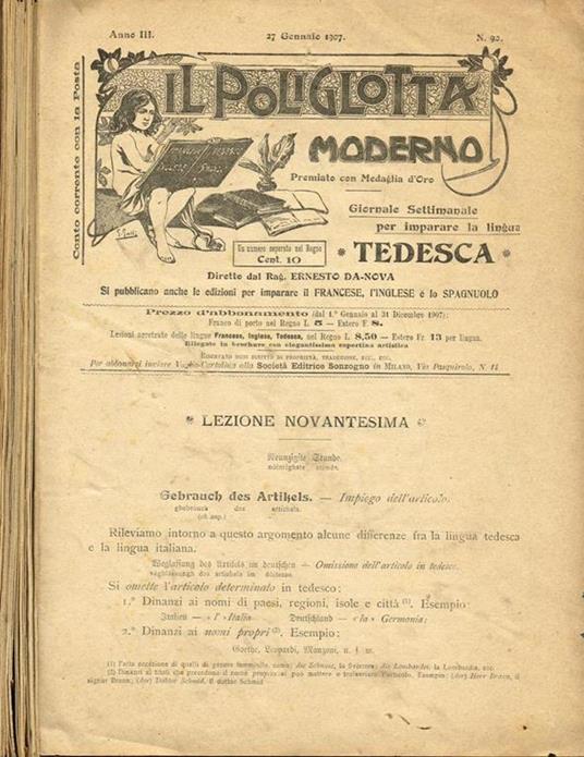 Il Poliglotta Moderno. Giornale Settimanale Per Imparare La Lingua Tedesca.  Anno Iii N. Da 87 A 125, Da 130 A 138 - Ernesto Da Nova - Libro Usato -  Sonzogno 