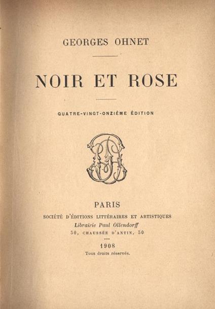 Noir et rose - Georges Ohnet - copertina