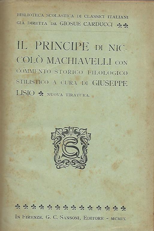 Il principe - Niccolò Machiavelli - copertina