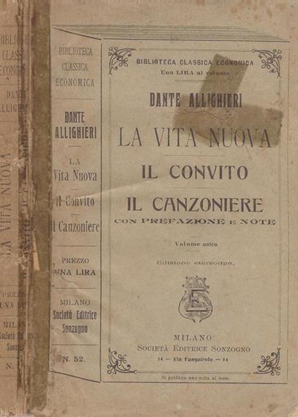 La vita nuova, Il convito, Il canzoniere - Dante Alighieri - copertina