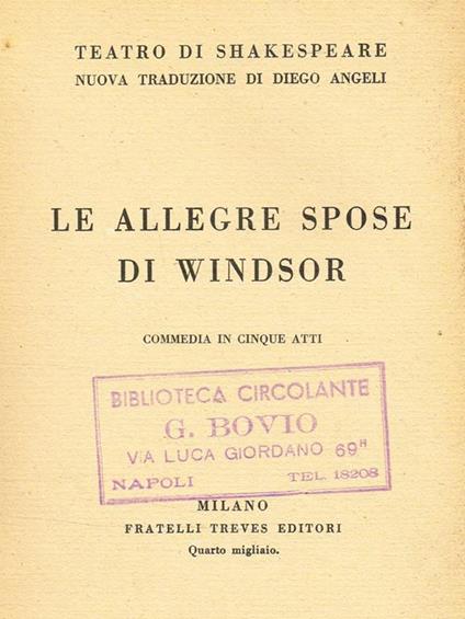 Le Allegre Spose Di Windsor. Teatro Di Shakespeare - William Shakespeare - copertina