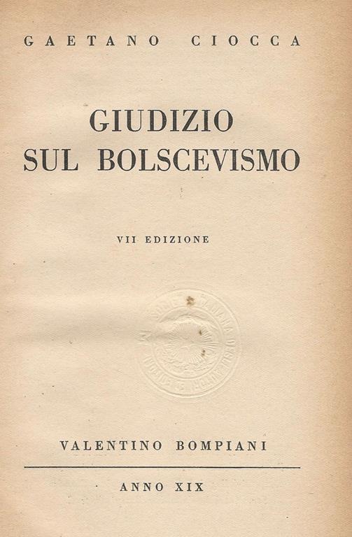 Giudizio sul bolscevismo - Gaetano Ciocca - copertina