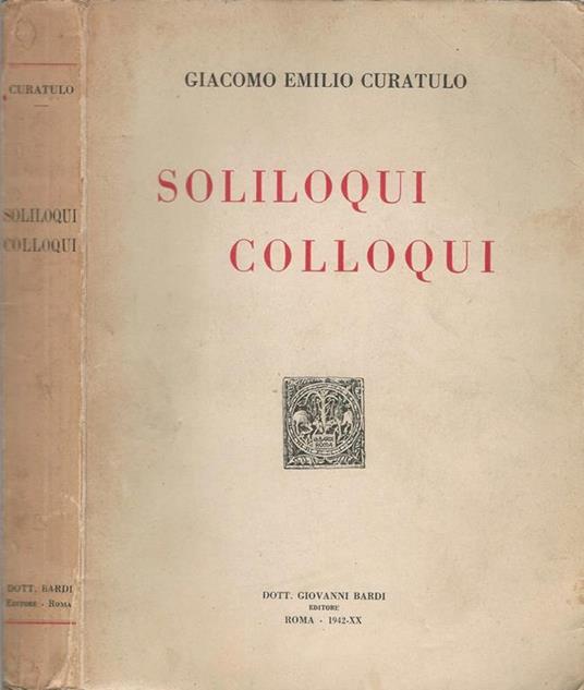 Soliloqui colloqui - Giacomo Emilio Curatulo - copertina