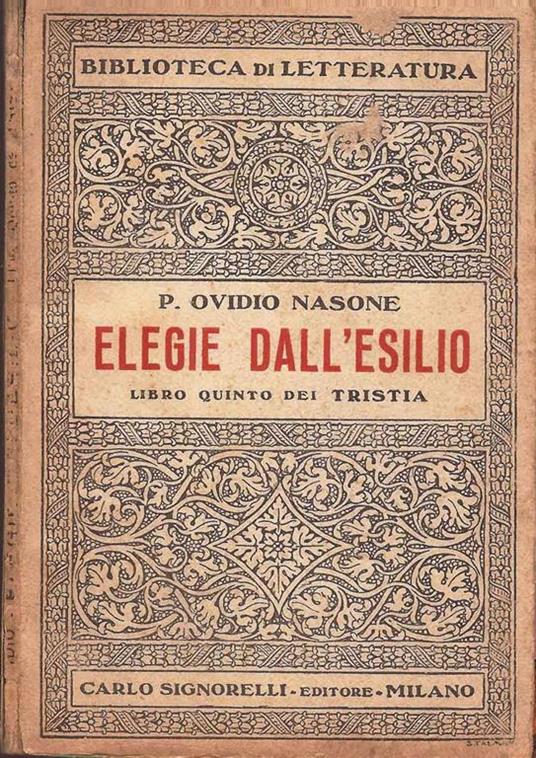 Elegie dall’esilio. Libro quinto dei Tristia - P. Nasone Ovidio - copertina