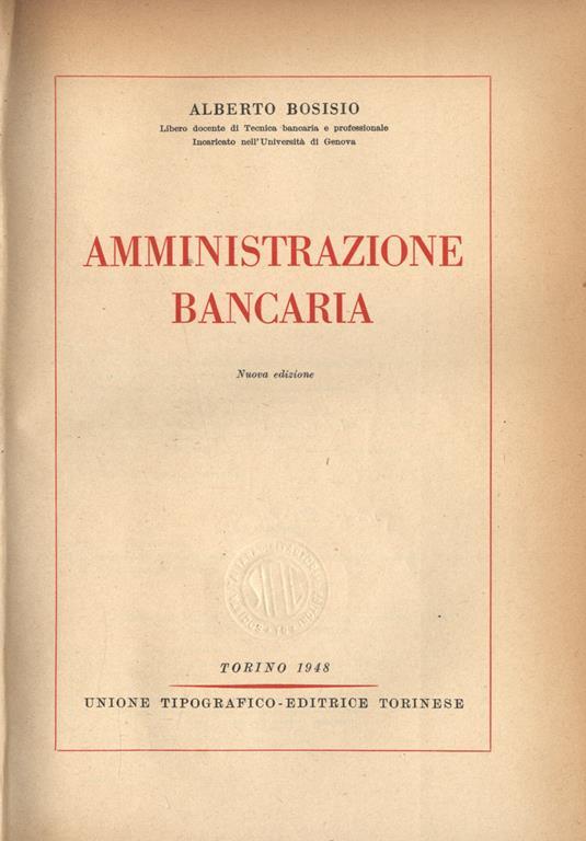 Amministrazione bancaria - Alberto Bosisio - copertina