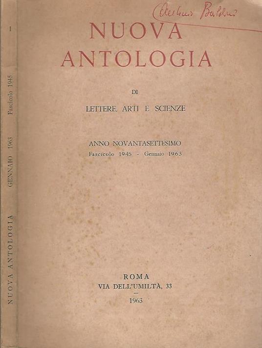 Nuova Antologia di lettere, arti e scienze - copertina