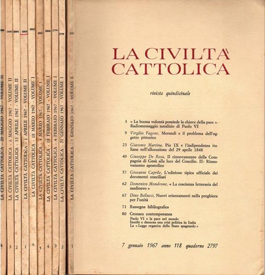 La civilt cattolica 1967. Rivista quindicinale