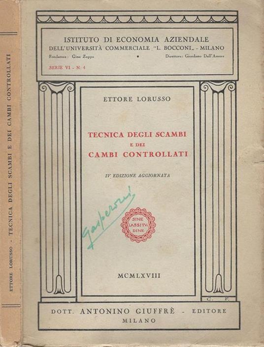 Tecnica degli scambi e dei cambi controllati - Ettore Lorusso - copertina