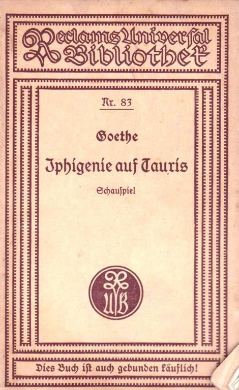 Iphigenie Auf Tauris - Johann Wolfgang Goethe - copertina