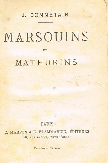 Marsouins Et Mathurins - Paul Bonnetain - copertina