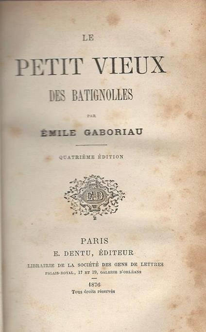 Le petit vieux des Batignolles - Émile Gaboriau - copertina
