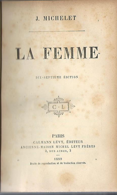 La Femme - Jules Michelet - copertina